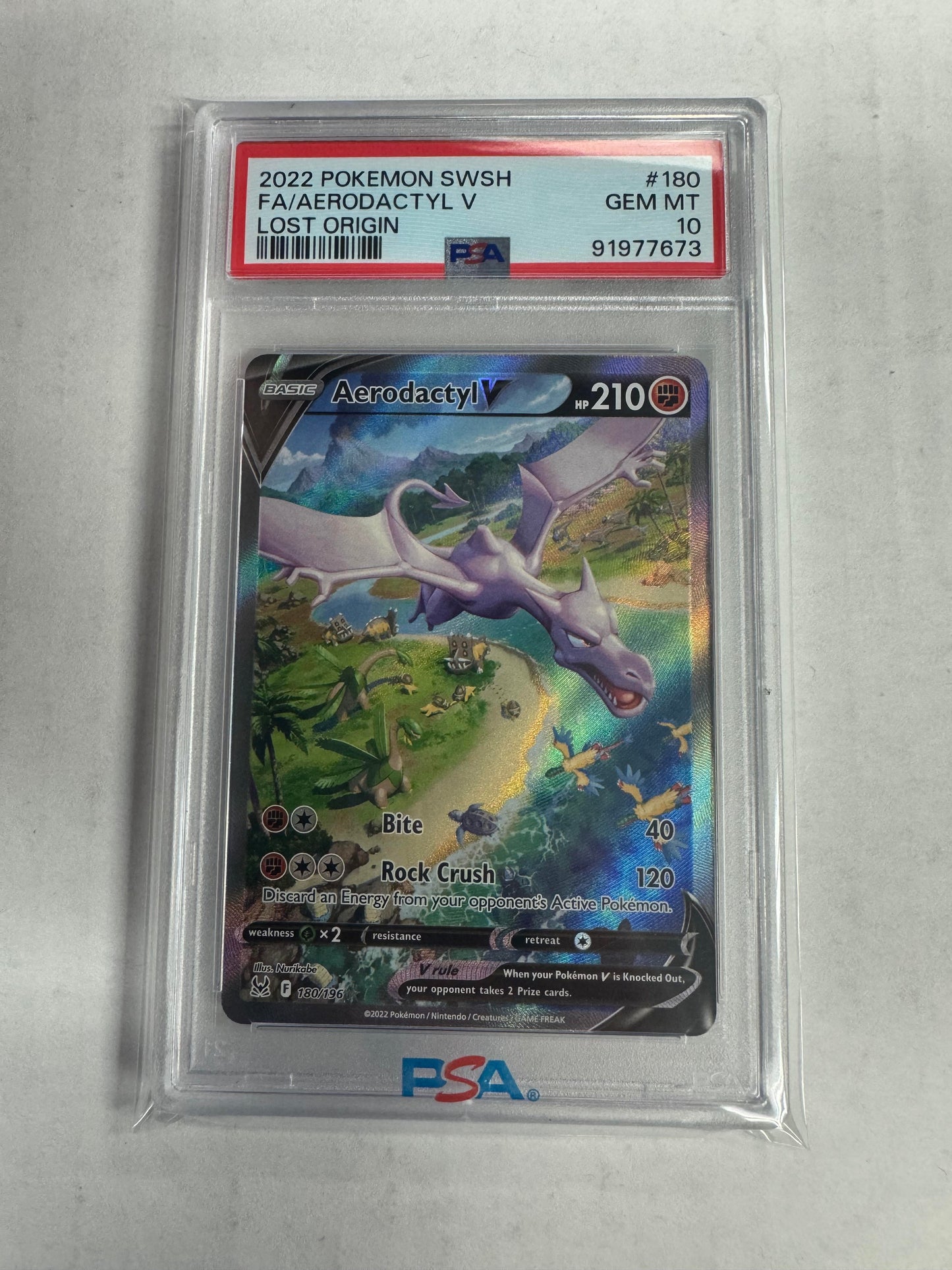 Pokemon - Lost Origin - Aerodactyl V 180/196 - PSA 10